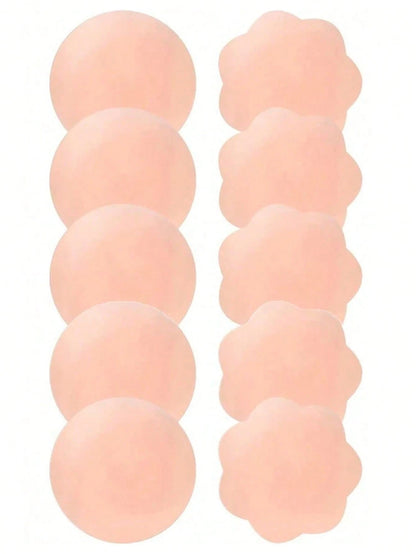 10pcs Reusable Seamless Silicone Bra Liners- Invisible, Self-Adhesive, Nipple Concealer For Women- Comfortable, Breathable, Easy To Clean Bra Accessories