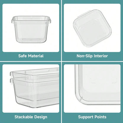 [14-Pack]Premium Clear Plastic Storage Box PP| Essential For Desktop, Kitchen, Cosmetics, Dressing Table & Messy Drawers Space-Saving Stackable Containers + Brush Holder| Limited-Time Offer! Home S