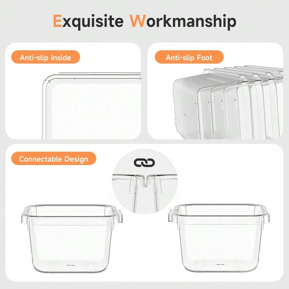 [14-Pack]Premium Clear Plastic Storage Box PP| Essential For Desktop, Kitchen, Cosmetics, Dressing Table & Messy Drawers Space-Saving Stackable Containers + Brush Holder| Limited-Time Offer! Home S