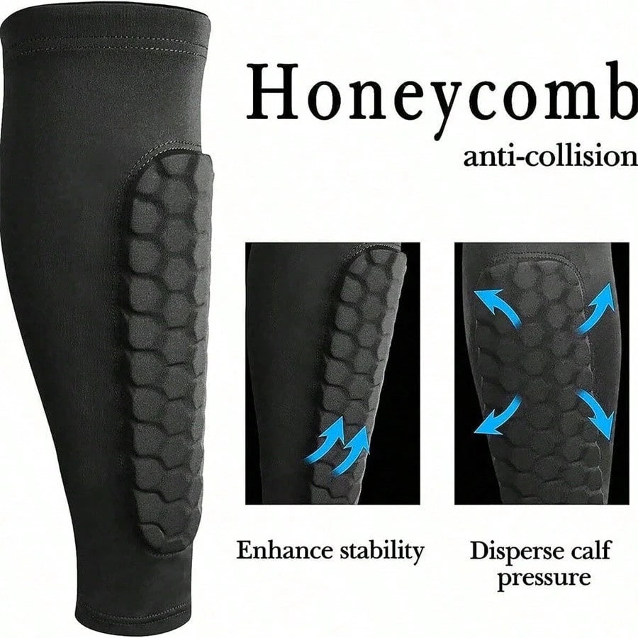 1pair Soccer Shin Guard Shin Pads, Lightweight Calf Compression Sleeve With Honeycomb Pad, For Baseball Boxing Kickboxing MTB Sports