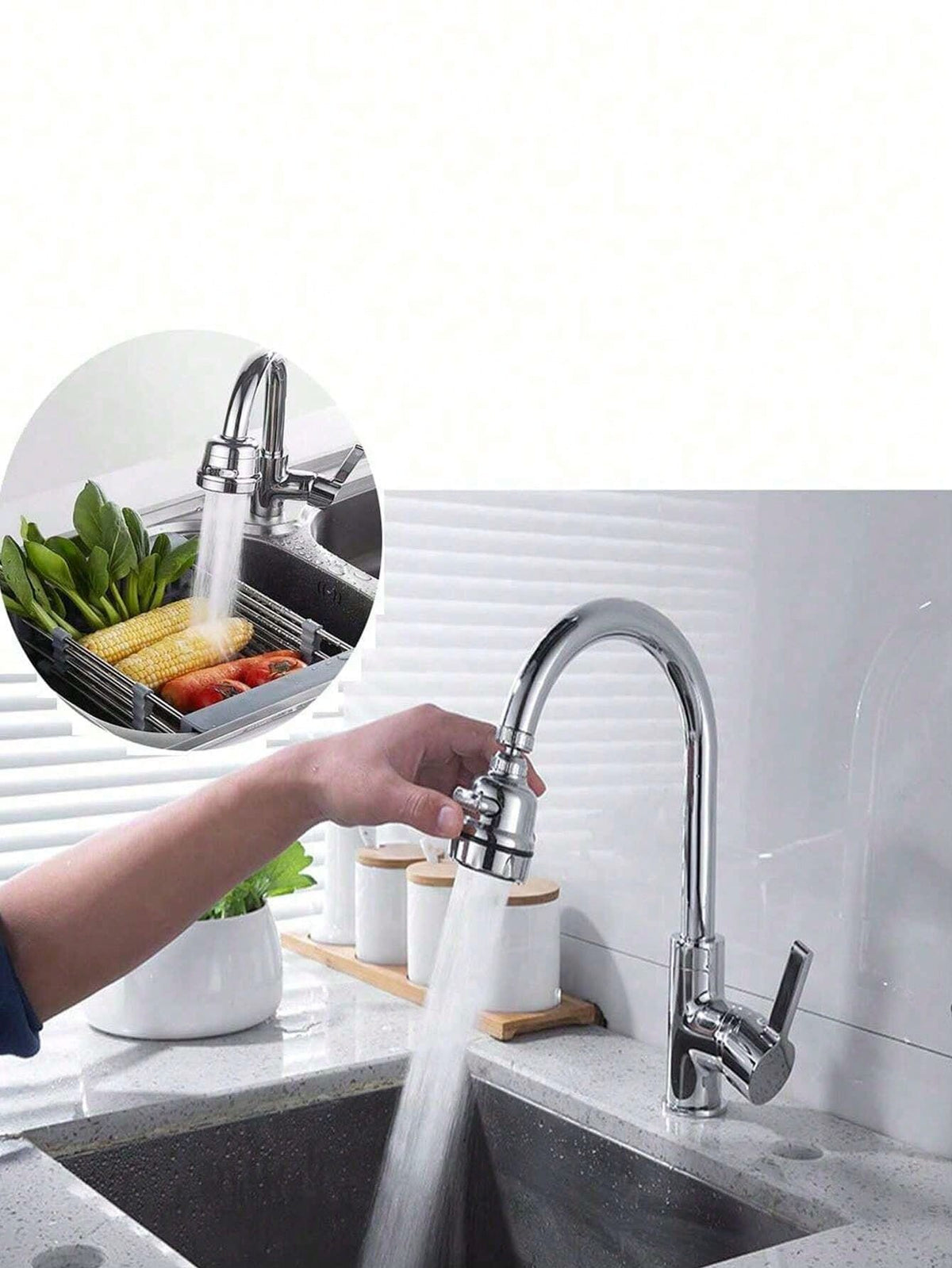 1pc 3-Mode Kitchen Faucet Aerator, Sink Water Tap Extender With 360 Degree Swivel, Anti-Splash Faucet Sprayer Head Home Bathroom Decor Fall Decor Back To School