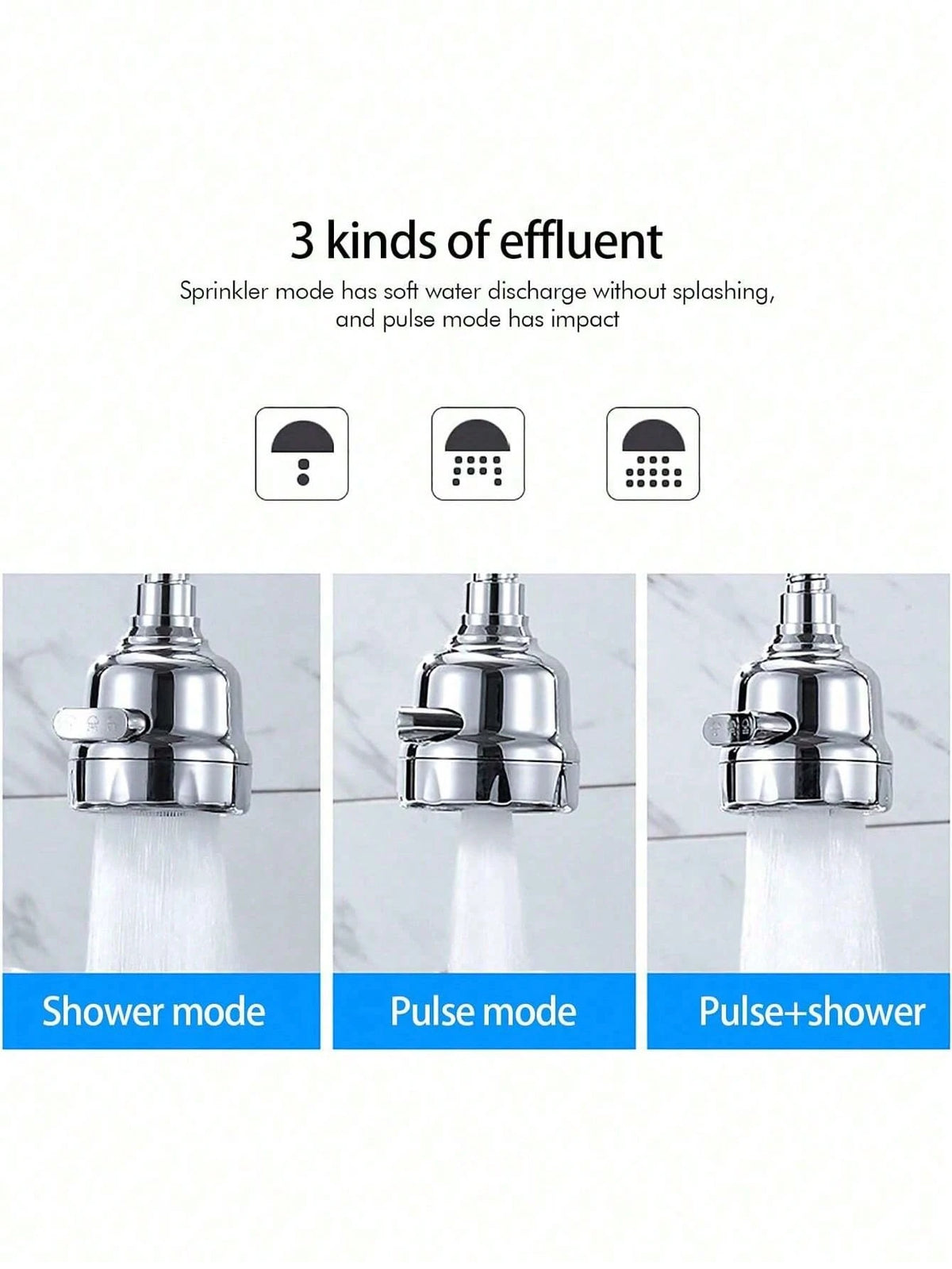 1pc 3-Mode Kitchen Faucet Aerator, Sink Water Tap Extender With 360 Degree Swivel, Anti-Splash Faucet Sprayer Head Home Bathroom Decor Fall Decor Back To School