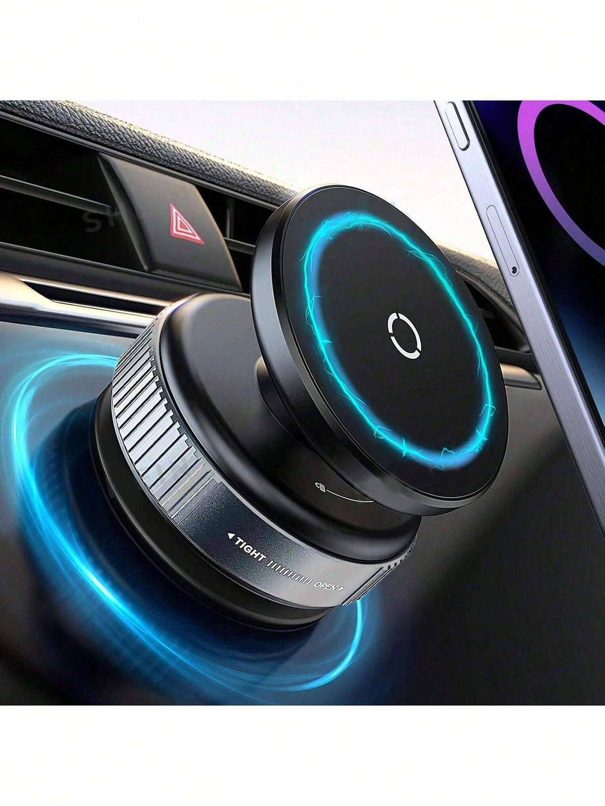 1pc 360° Rotating Vacuum Suction Cup Car Phone Holder, Magnetic Dashboard Car Mount Navigation Bracket (Recommended To Use In A Clean And Tidy Environment)