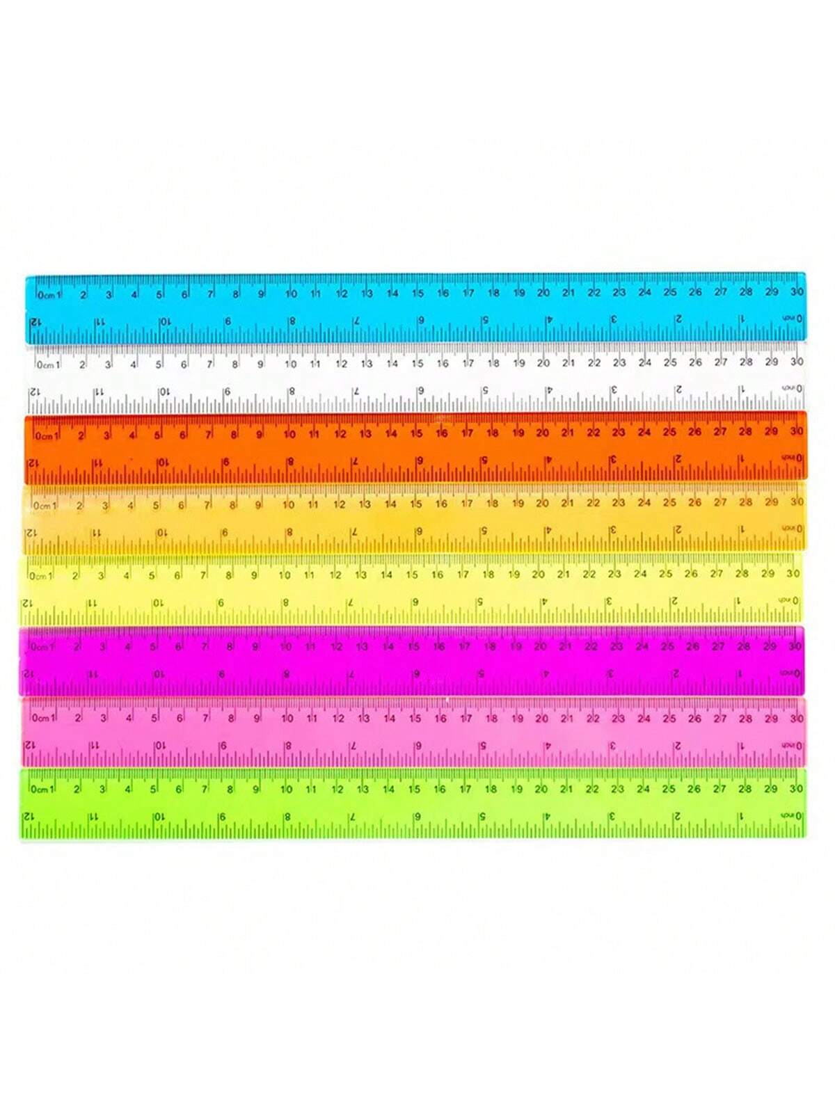 1pc/5pcs/12pcs/25pcs Random Color 30cm Plastic Ruler, Advertising Ruler With Straight Edge, Dual Bevel, Dual Scale, Clear And Vivid Markings,Rulers, Back To School