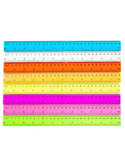 1pc/5pcs/12pcs/25pcs Random Color 30cm Plastic Ruler, Advertising Ruler With Straight Edge, Dual Bevel, Dual Scale, Clear And Vivid Markings,Rulers, Back To School