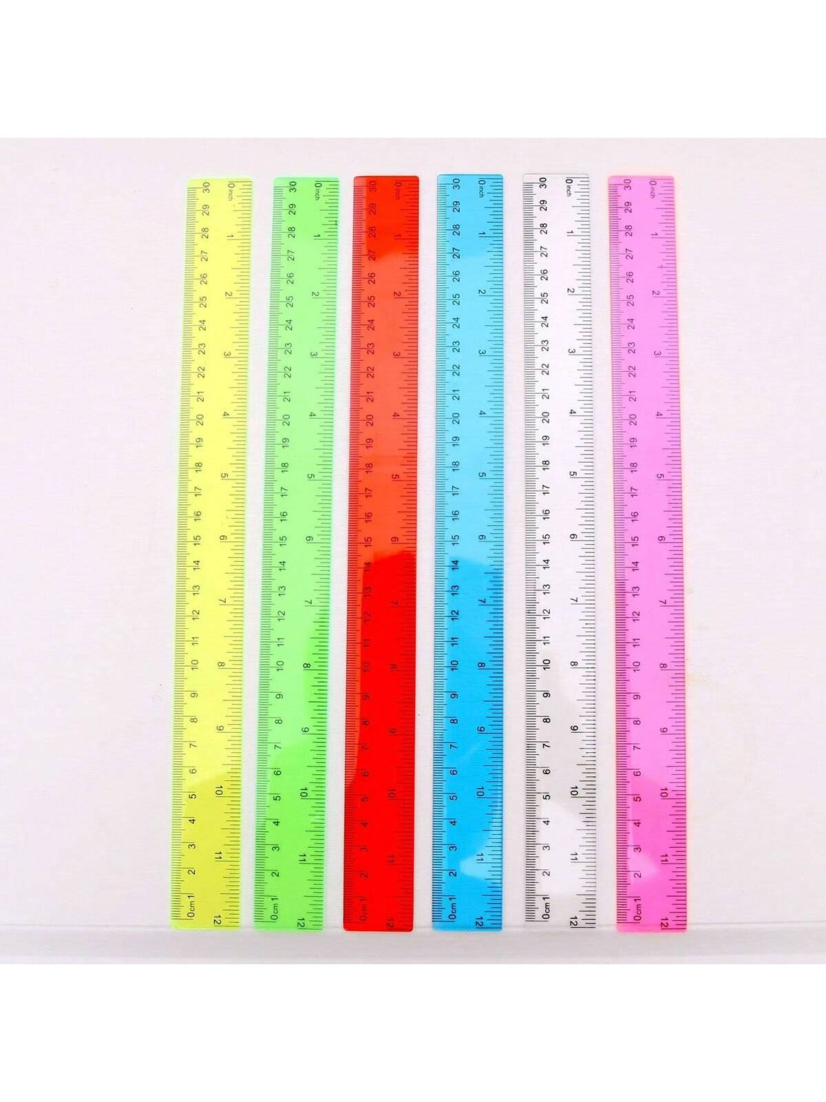 1pc/5pcs/12pcs/25pcs Random Color 30cm Plastic Ruler, Advertising Ruler With Straight Edge, Dual Bevel, Dual Scale, Clear And Vivid Markings,Rulers, Back To School