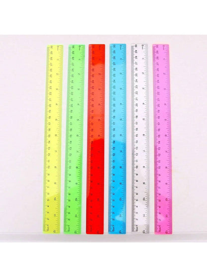 1pc/5pcs/12pcs/25pcs Random Color 30cm Plastic Ruler, Advertising Ruler With Straight Edge, Dual Bevel, Dual Scale, Clear And Vivid Markings,Rulers, Back To School
