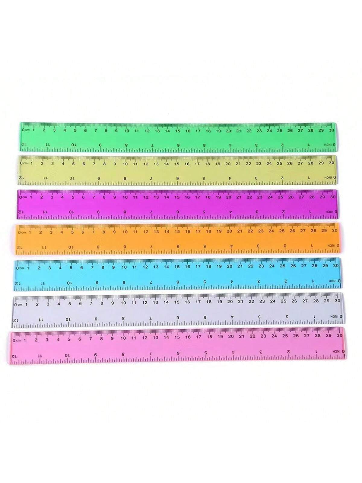 1pc/5pcs/12pcs/25pcs Random Color 30cm Plastic Ruler, Advertising Ruler With Straight Edge, Dual Bevel, Dual Scale, Clear And Vivid Markings,Rulers, Back To School