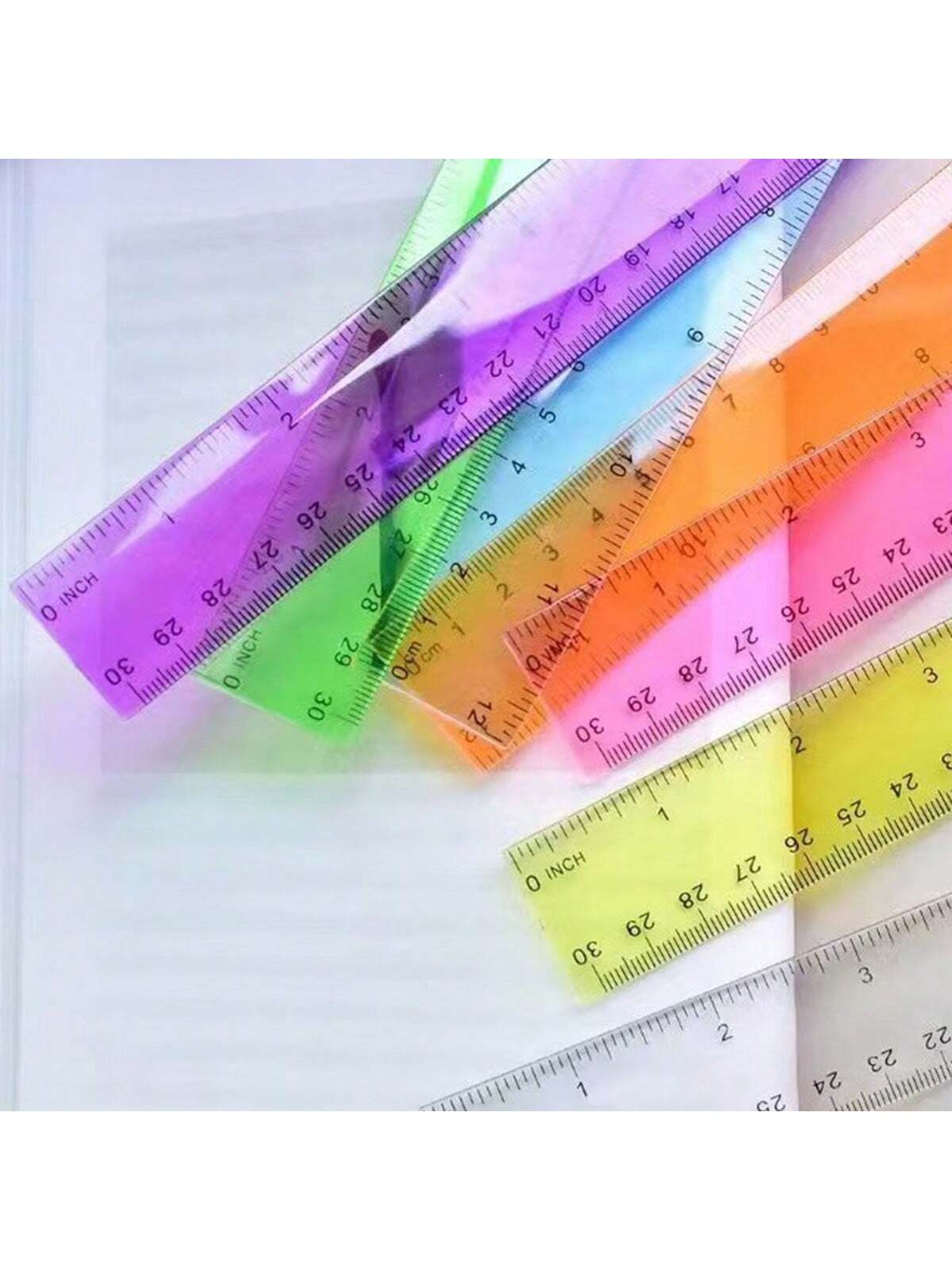 1pc/5pcs/12pcs/25pcs Random Color 30cm Plastic Ruler, Advertising Ruler With Straight Edge, Dual Bevel, Dual Scale, Clear And Vivid Markings,Rulers, Back To School