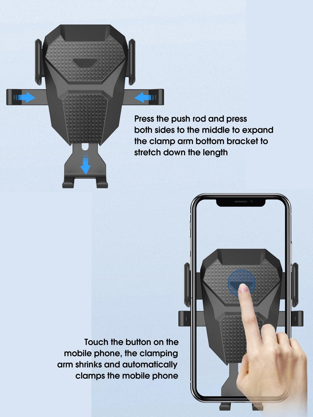 1pc Black Car Phone Holder, Multifunctional Telescopic Suction Cup Car Navigation Bracket, Suitable For Daily Driving Navigation And Phone Placement (Please Clean The Surface Before Use)