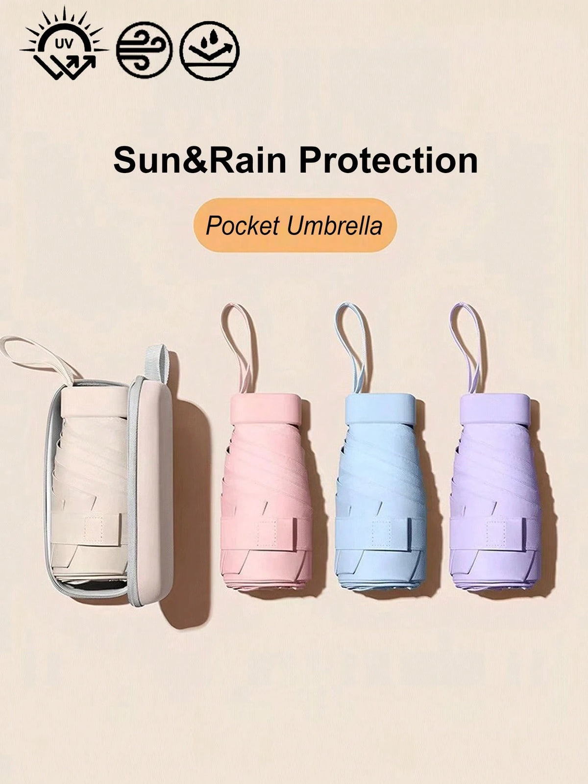 1pc Compact Umbrella, 5-Fold Umbrella, Dual Use Rainproof & Sunproof, Ultra-Light Pocket Umbrella For Women, Spring Summer Picks, Brides Maid Gifts, Room, Bedroom Decor, Bedroom Decor, Beach, Travel