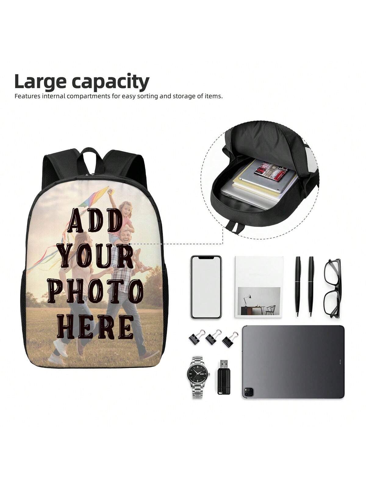 1pc Custom Backpack With Photos Backpacks Travel Rucksack Personalized Backpack For Man