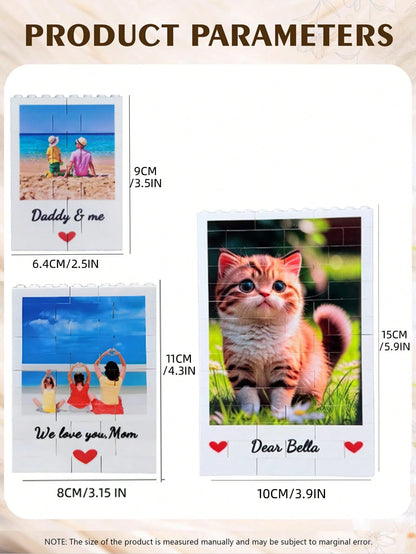 1pc Customized Photo, DIY Picture & Text Wooden Blocks, Colorful Photo Puzzle, Gift For Mother's Day, Christmas, For Family, Wall Decor