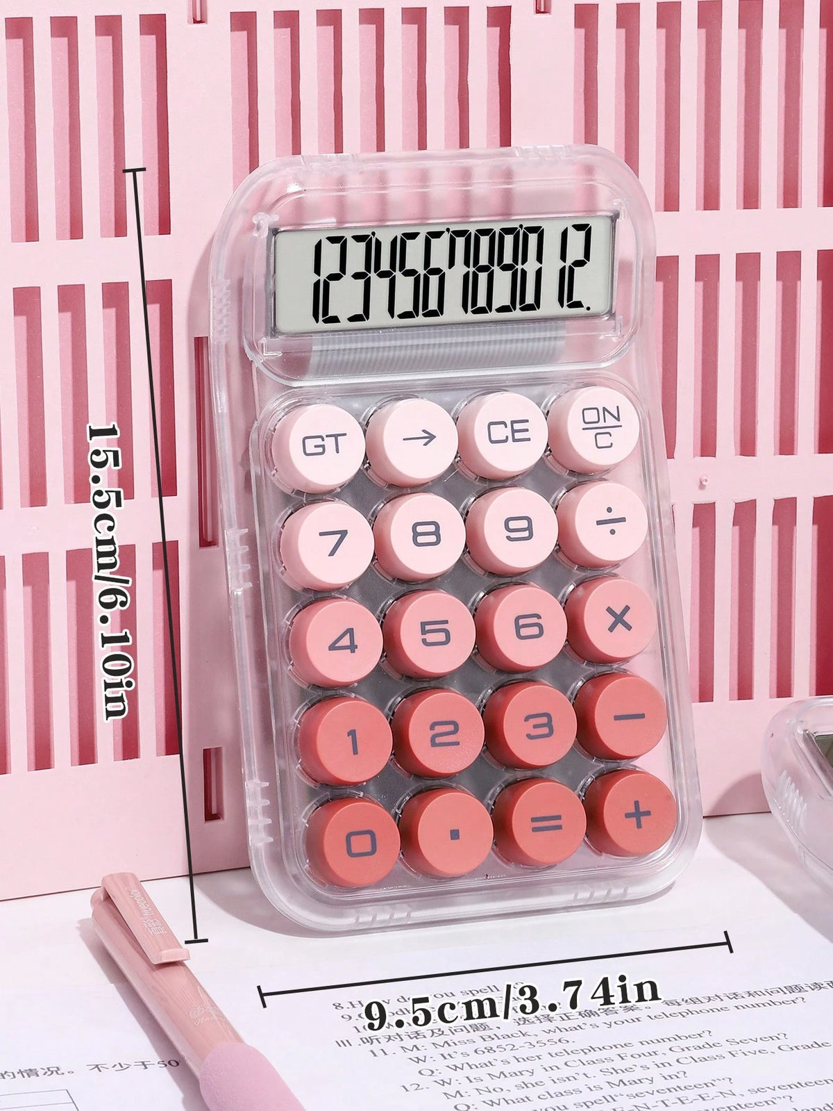 1pc Gradient Dopamine Calculator Round Mechanical Keyboard, 12-Digit Large Display Suitable For Accounting, Finance, Students, Office Use, Fashionable & Girly Style, High-End Color, Good Value (Random