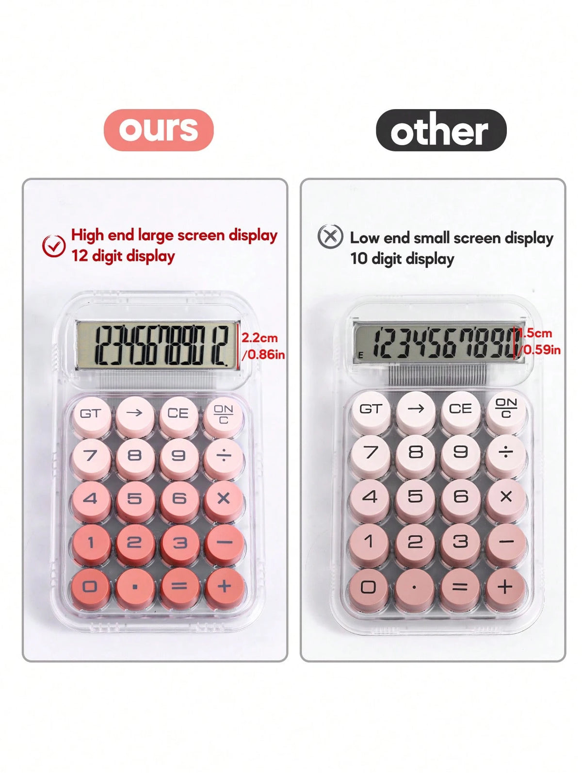 1pc Gradient Dopamine Calculator Round Mechanical Keyboard, 12-Digit Large Display Suitable For Accounting, Finance, Students, Office Use, Fashionable & Girly Style, High-End Color, Good Value (Random