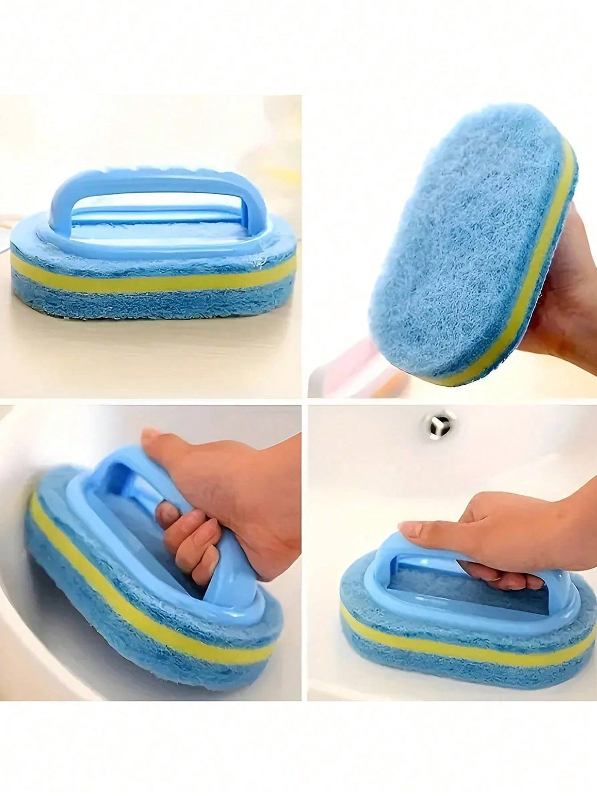 1pc Handle Cleaning Sponge, Used For Removing Stains From Bathroom, Tiles And Glass- Thick Scrub Brush, Suitable For Commercial Cleaning Services/Stores, Gardening Tools