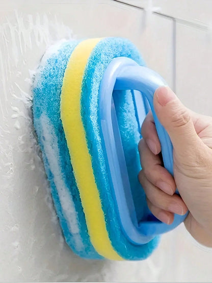 1pc Handle Cleaning Sponge, Used For Removing Stains From Bathroom, Tiles And Glass- Thick Scrub Brush, Suitable For Commercial Cleaning Services/Stores, Gardening Tools