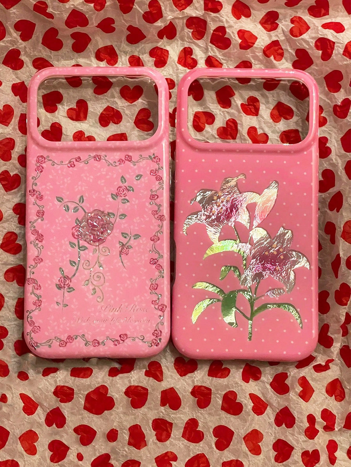 1PC Ins Polka Dot Lily Rose IMD Full Coverage Anti-Drop PC Phone Case Compatible With Apple 11 Pro Max/12 Pro Max/13 Pro Max/14 Pro Max/15 Pro Max/16 Pro Max/17 Pro Max