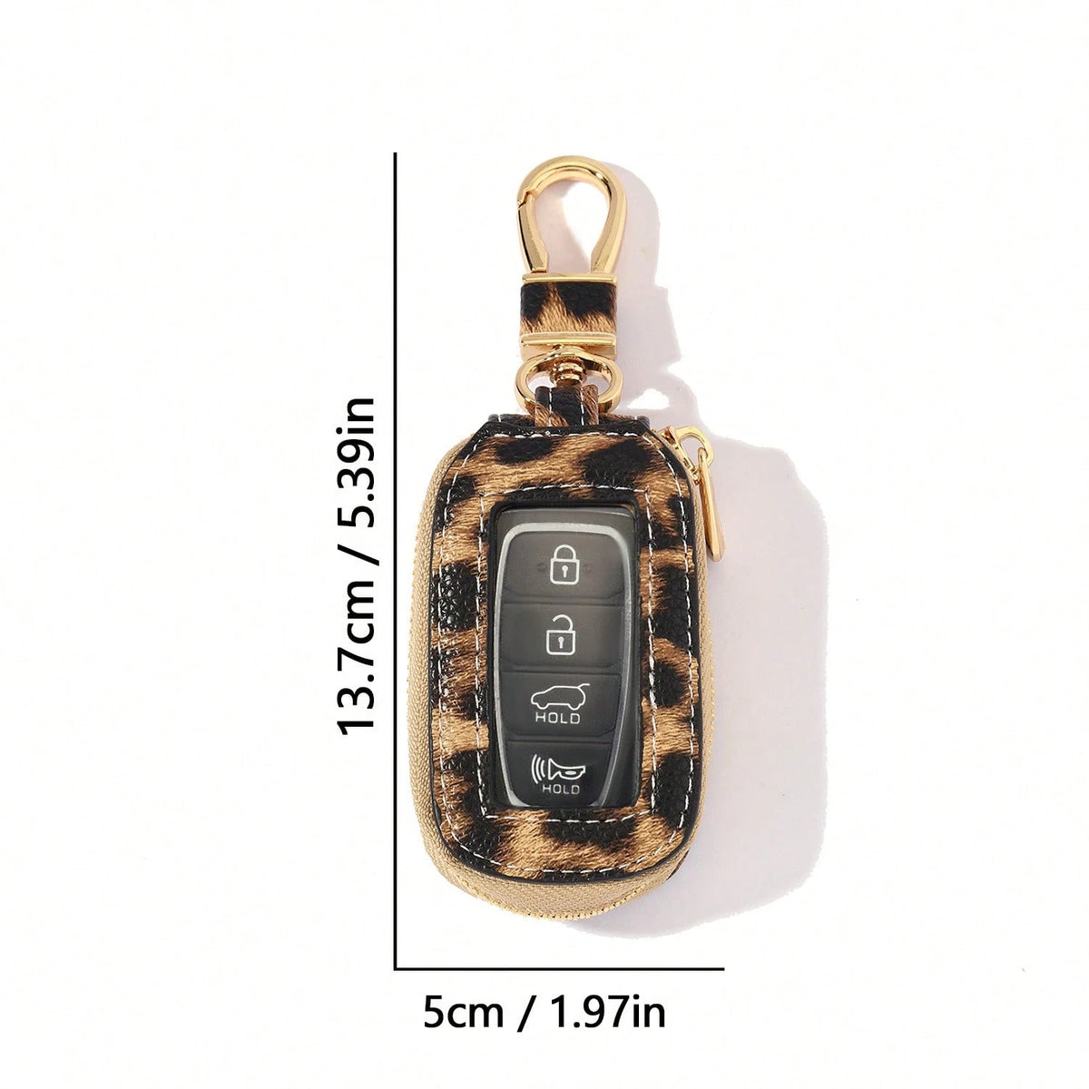 1pc Microfiber PU Leather Leopard Print Window Design Universal Car Key Case Protective Cover Anti-Loss Anti-Scratch Key Storage Protective Cover Visible Buttons Suitable For All Car Key Bags Gift For
