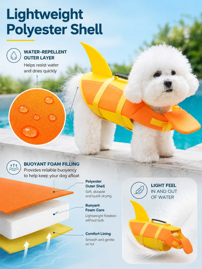1pc Modern Dog Life Jacket, Smooth Track Buoyancy Nylon Material, Unisex Multi-Functional Pet Swimming Vest, Elegant Contrast Color Puppy Safety Vest, Suitable For Surfing, Boating, Lake Hiking, Campu