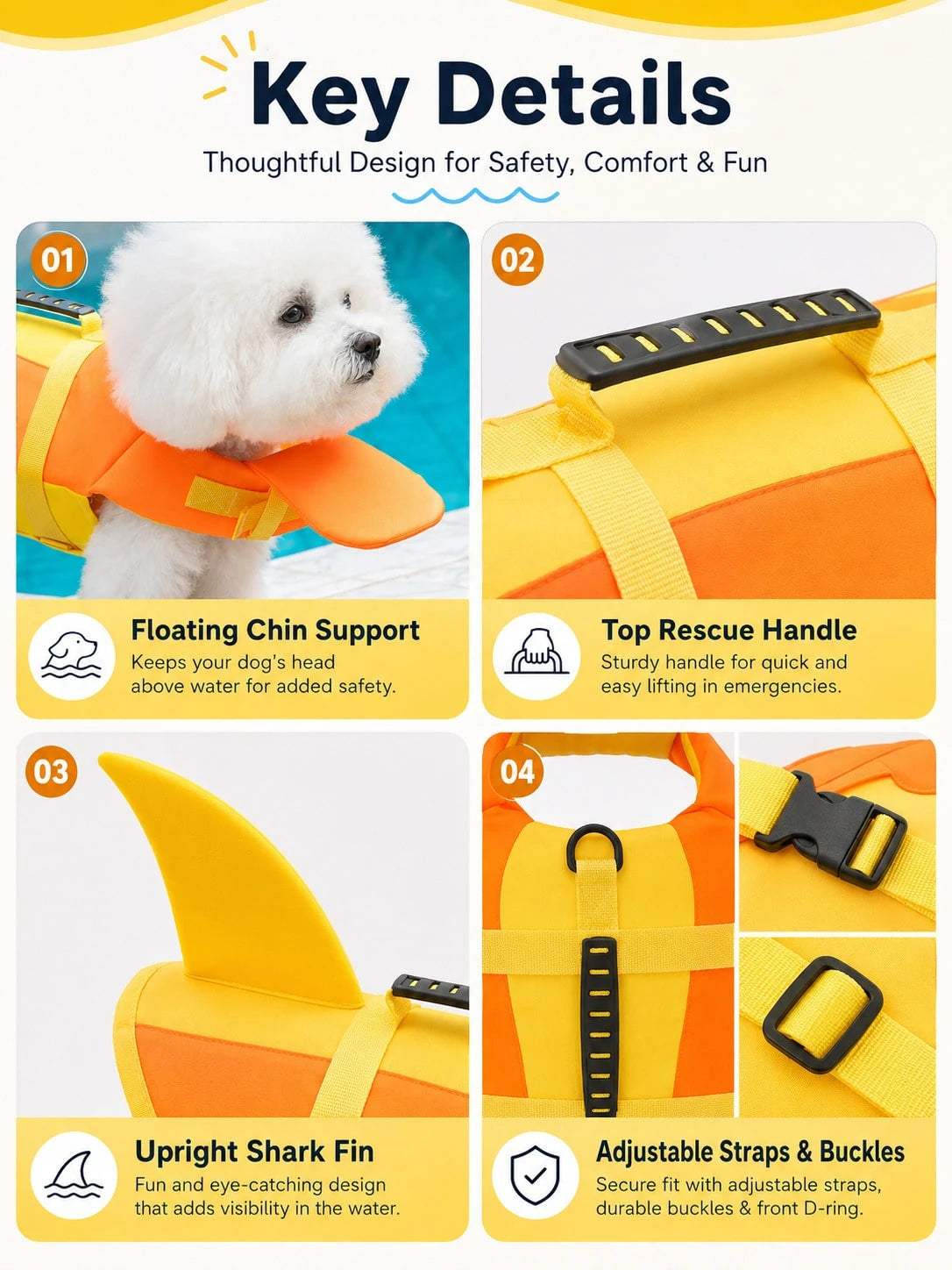 1pc Modern Dog Life Jacket, Smooth Track Buoyancy Nylon Material, Unisex Multi-Functional Pet Swimming Vest, Elegant Contrast Color Puppy Safety Vest, Suitable For Surfing, Boating, Lake Hiking, Campu