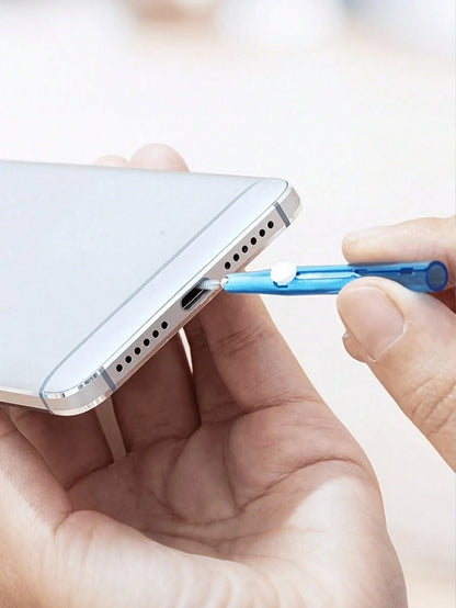 1pc Phone Charging Port Cleaning Kit, Smartphone Cleaning Tool Set, Anti-Clogging Mini Brush Head And Double-Sided Hook Phone Cleaning Tool, Suitable For Smartphones, Tablets, Earphones And Charging P