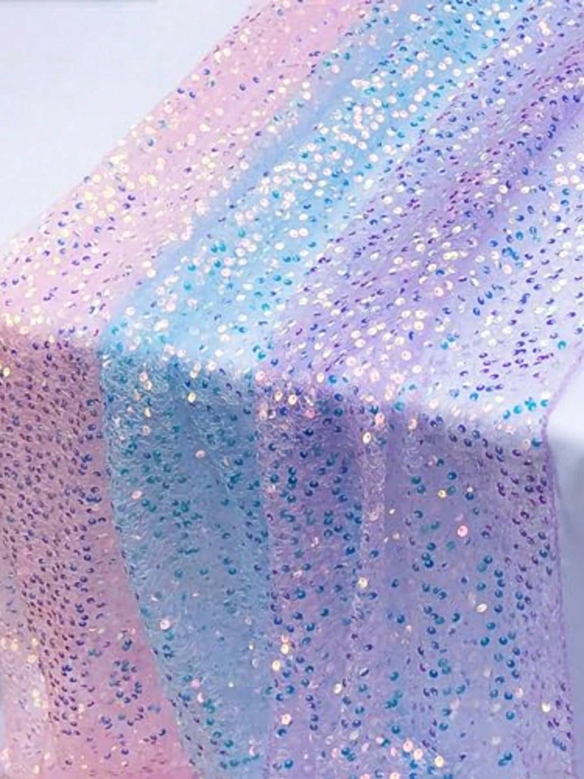 1pc Sequin Table Runner In Pink/Purple/Light Blue/White, Suitable For Baby Shower Party Tablecloth, Rectangular Shiny Sequin Table Decor For Baby Boy Or Girl Birthday Party, Nursery Decor, Baby Shower