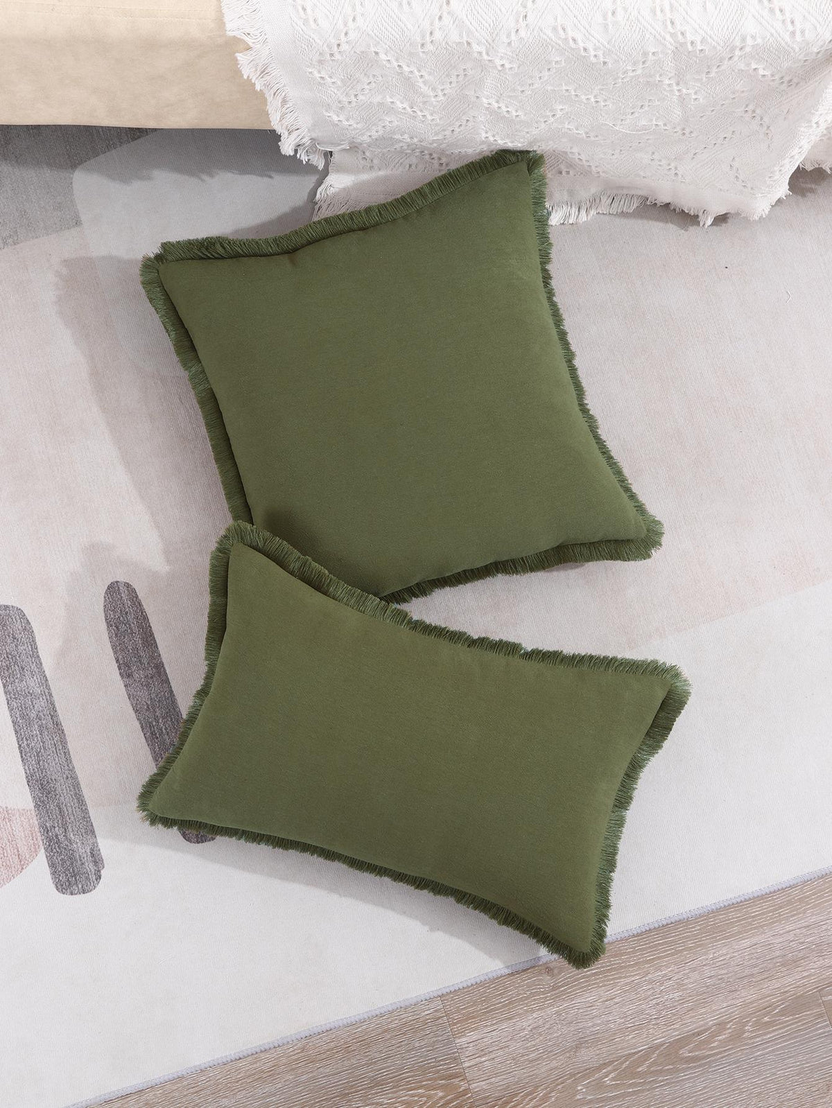 1pc Solid Color Cushion Cover Without Filler, Minimalist Canvas Fringe Trim Decorative Throw Pillow Case For Living Room, Home Decor