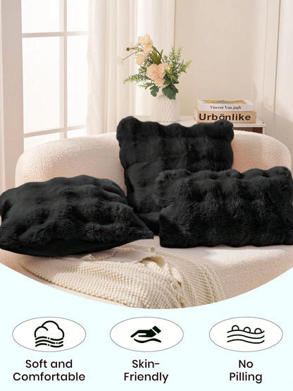 1pc Solid Color Fluffy Pillowcase, Multiple Colors Available, Velvet Material, Zipper Closure, Suitable For Sofa And Bed, Pillow Insert Not Included, Size: 12x20/16x16/18x18 Inches, Machine Washable