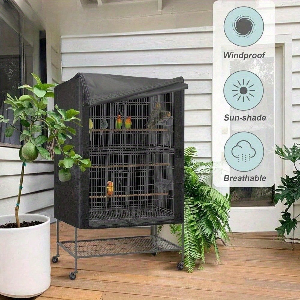 1pc Waterproof UV-Resistant Bird Cage Cover, Durable Washable, Windproof, Suitable For Parrots And Small Pet Birds. Oxford Cloth Bird Cage Cover With Light-Blocking And Breathable Functions. Waterproo