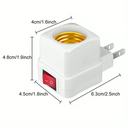 2/4pcs E26/E27 Socket Extender Adapter With Switch, Plug-In Lamp Holder, Convert Outlet To Bulb Socket, 2/3 Plug Splitter, Suitable For Garage, Porch, Camera And More