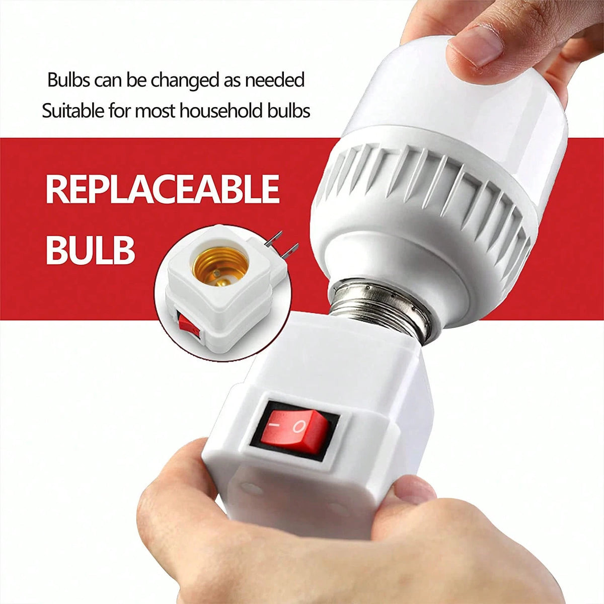 2/4pcs E26/E27 Socket Extender Adapter With Switch, Plug-In Lamp Holder, Convert Outlet To Bulb Socket, 2/3 Plug Splitter, Suitable For Garage, Porch, Camera And More