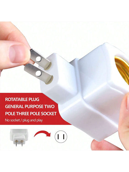 2/4pcs E26/E27 Socket Extender Adapter With Switch, Plug-In Lamp Holder, Convert Outlet To Bulb Socket, 2/3 Plug Splitter, Suitable For Garage, Porch, Camera And More