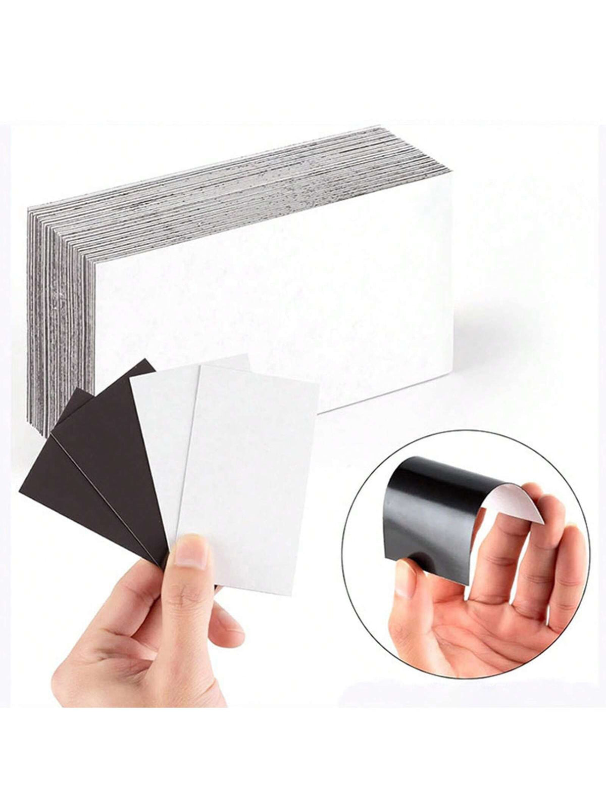 20 Sheets Adhesive Magnetic Sheets With Adhesive Backing 16Mil 50*89mm Flexible Magnet Sheets With Self Adhesive Sticky Magnetic Paper For Business Card And Picture Magnets Craft Magnet Stickers,Schoo