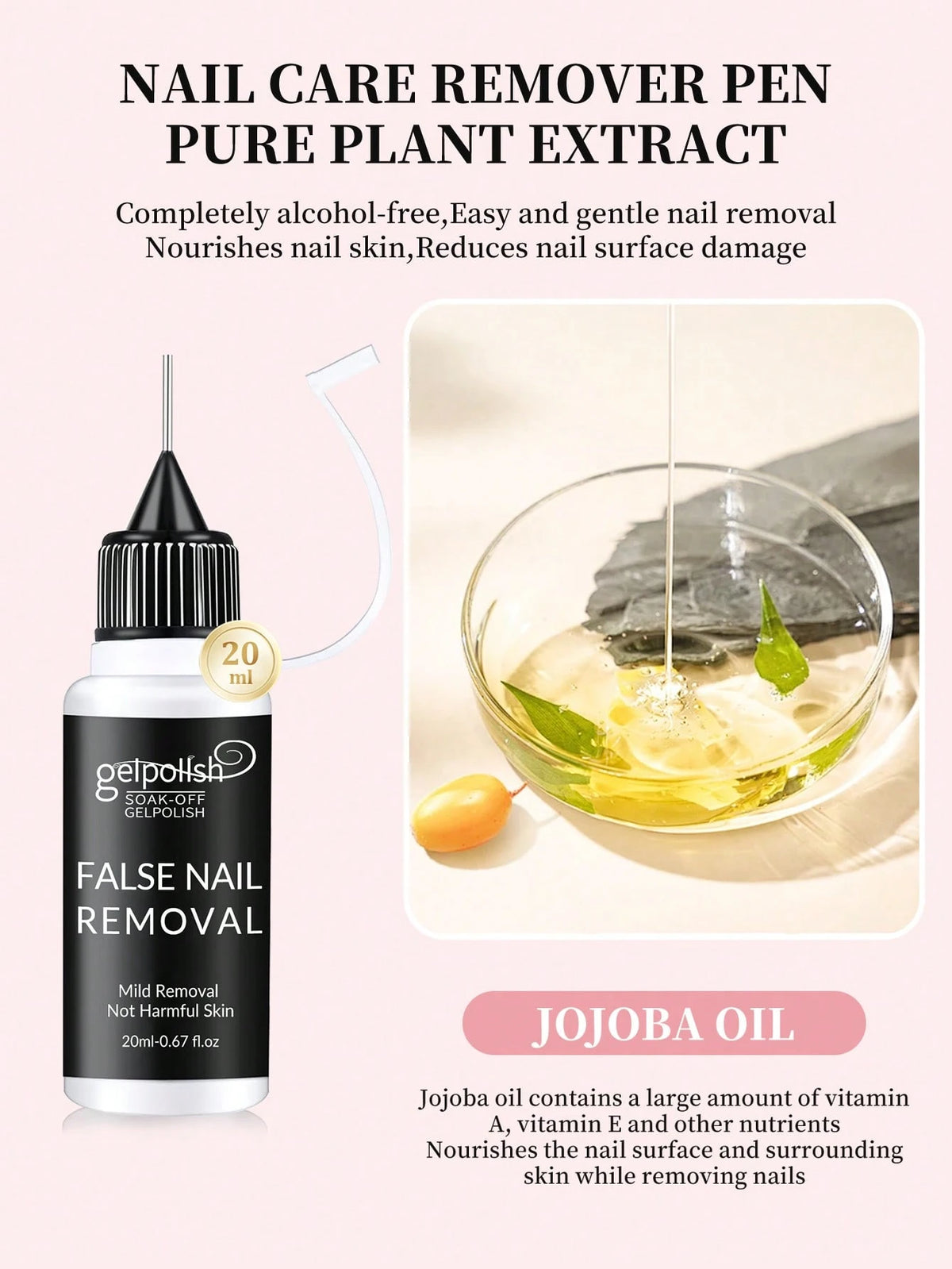 20ml Precision Nail Glue Remover, Suitable For Press-On Nails, Multi-Purpose Nail Tip Remover, Gentle Gel X Nail Glue Remover, Acetone-Free Nail Polish Remover