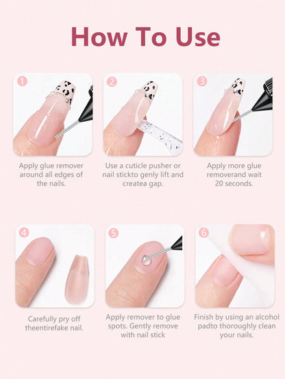 20ml Precision Nail Glue Remover, Suitable For Press-On Nails, Multi-Purpose Nail Tip Remover, Gentle Gel X Nail Glue Remover, Acetone-Free Nail Polish Remover