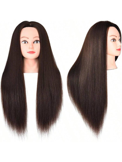 26 Inch Slicked Back Hair Teaching Head Cosmetology Mannequin Head Straight Training Head Cosmetology Mannequin Styling Braid Curly Cut Practice Doll Head Christmas