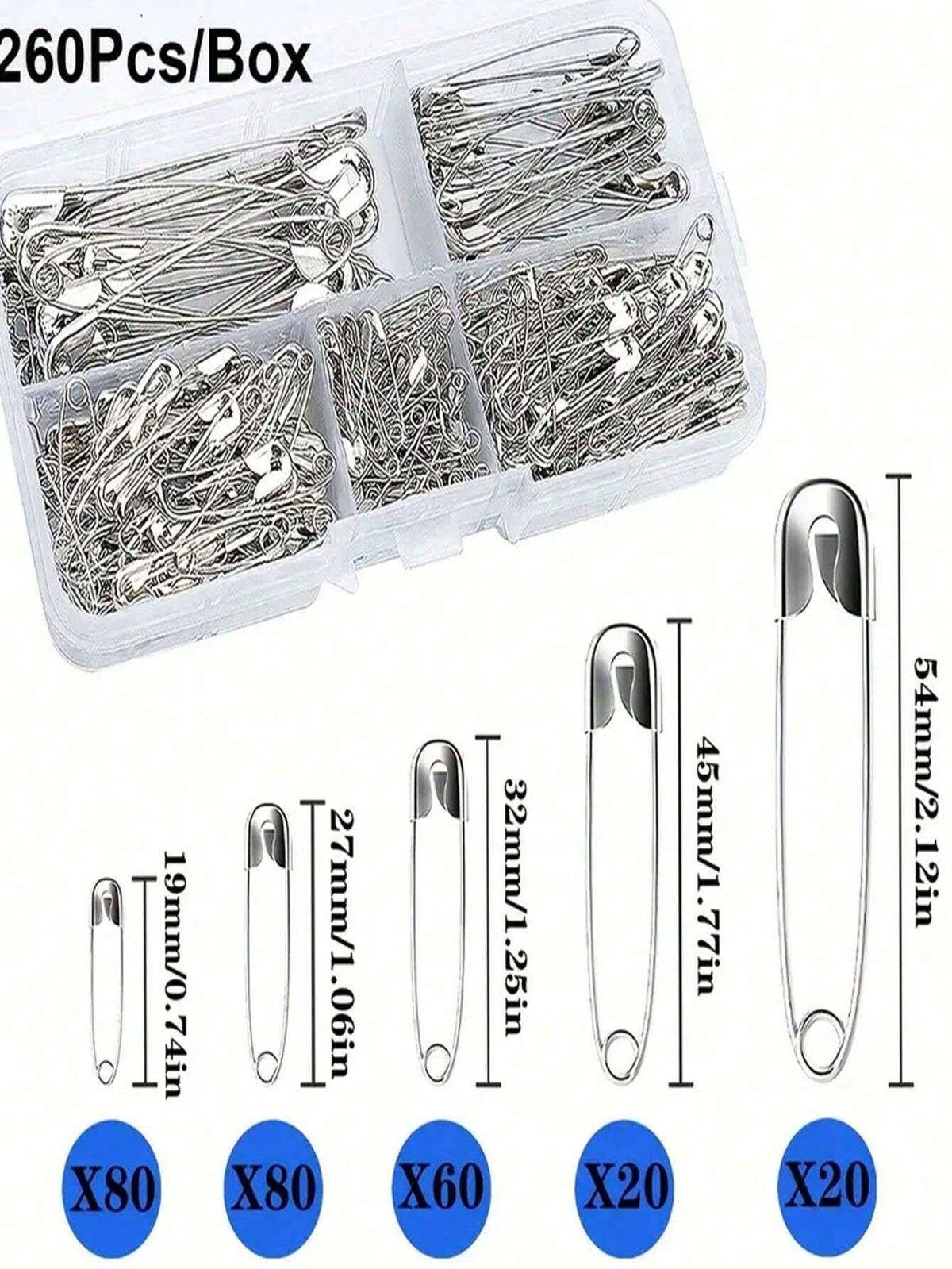 260Pcs Pins Rust Resistant Silver Pins Crafts Sewing Accessories I5Q1