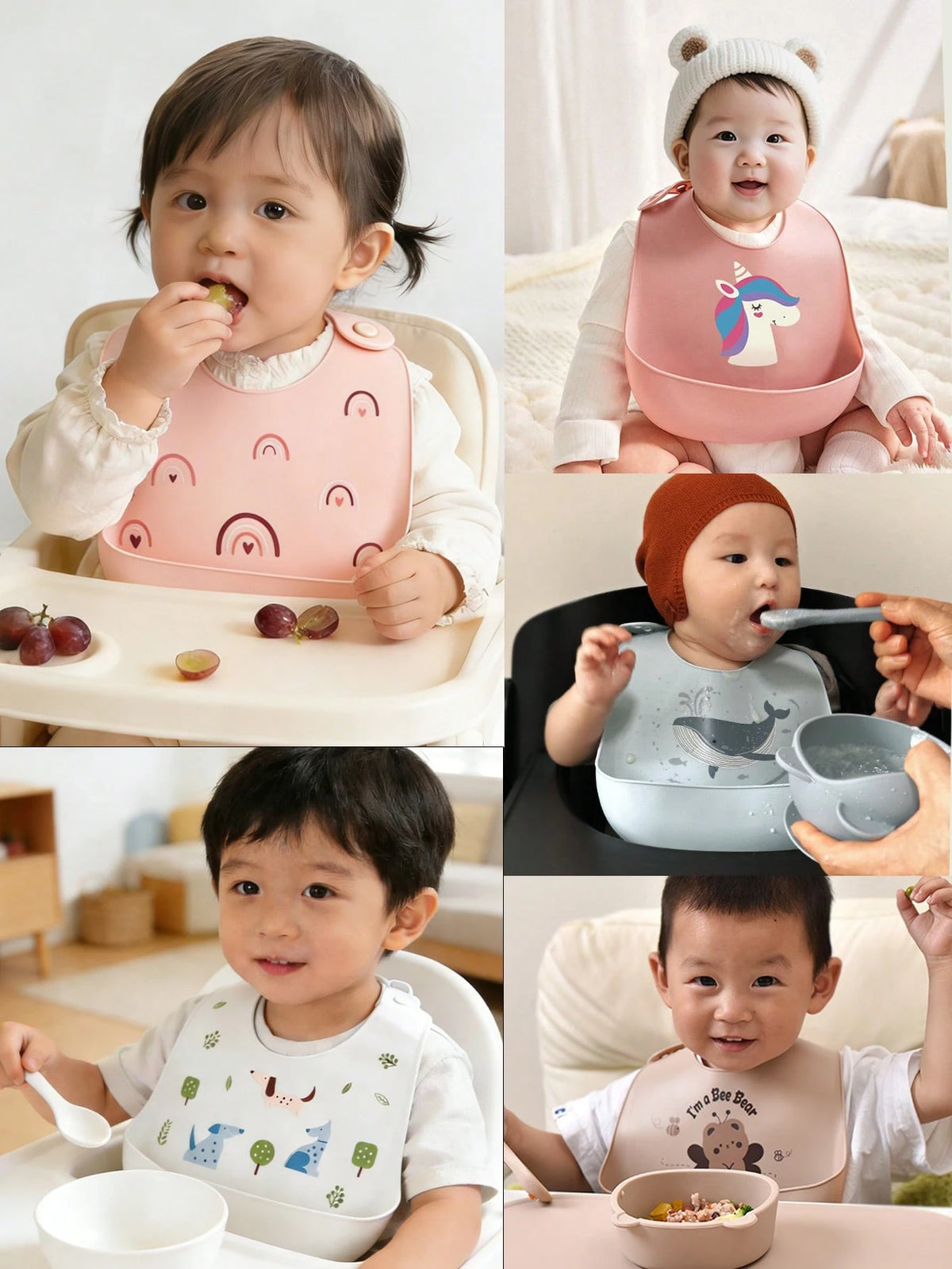 2pcs/1pc Baby Bibs, Soft Silicone Adjustable Waterproof Stain-Resistant Bibs, Patterns Available: Rainbow, Unicorn, Polygon, Country Dog, Suitable For Baby Boys And Girls, Personalized Gift, Daily Use