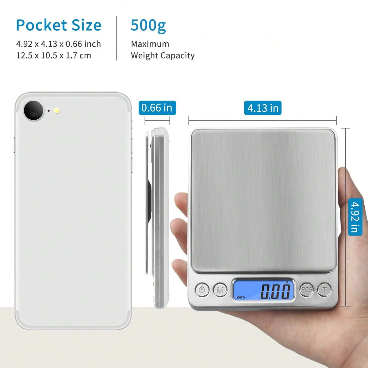 3kg High Precision Scale, 6 Unit Conversion, No Manual Calculation, Durable ABS Material, HD LCD Display, Suitable For Kitchen & Jewelry, Auto Shut Off- Battery Powered (Batteries Not Included)