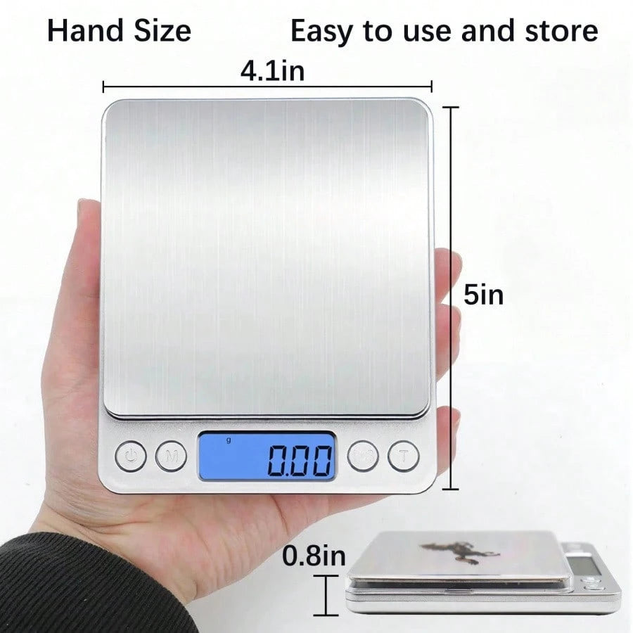 3kg High Precision Scale, 6 Unit Conversion, No Manual Calculation, Durable ABS Material, HD LCD Display, Suitable For Kitchen & Jewelry, Auto Shut Off- Battery Powered (Batteries Not Included)