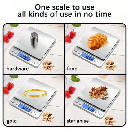 3kg High Precision Scale, 6 Unit Conversion, No Manual Calculation, Durable ABS Material, HD LCD Display, Suitable For Kitchen & Jewelry, Auto Shut Off- Battery Powered (Batteries Not Included)
