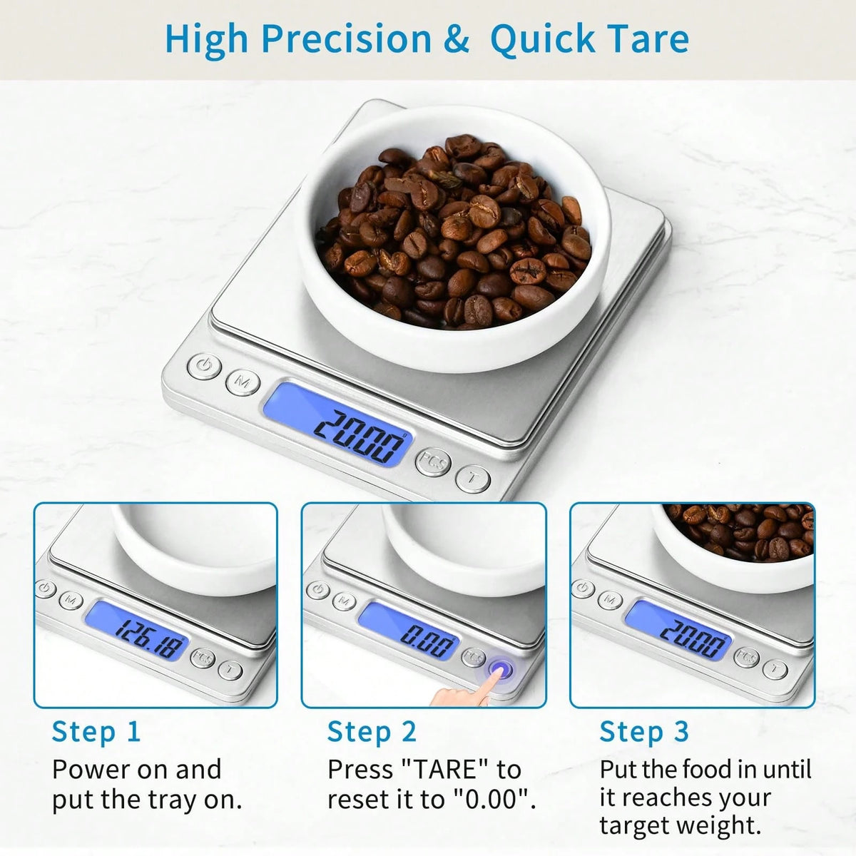 3kg High Precision Scale, 6 Unit Conversion, No Manual Calculation, Durable ABS Material, HD LCD Display, Suitable For Kitchen & Jewelry, Auto Shut Off- Battery Powered (Batteries Not Included)