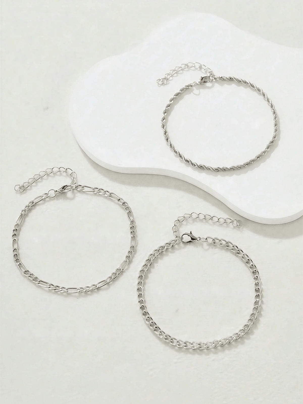 3pcs Silver Multi-Layer Chain Unique Design Anklet, Beach & Street Style, Suitable For Women's Daily Wear, Great Gift For Female Friends