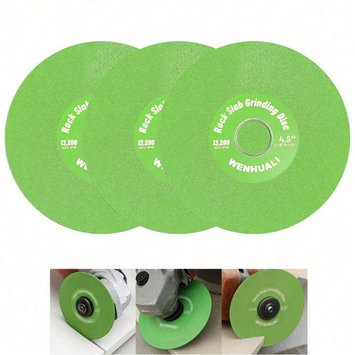 4.5" Diamond Rock Slab Grinding Disc Set, 3 Pcs Multi-Pore Flat Cutting Blades, Ultra-Wide 1.2" For Tile, Glass, Marble, Granite, Angle Grinder & Diamond Saw Blade