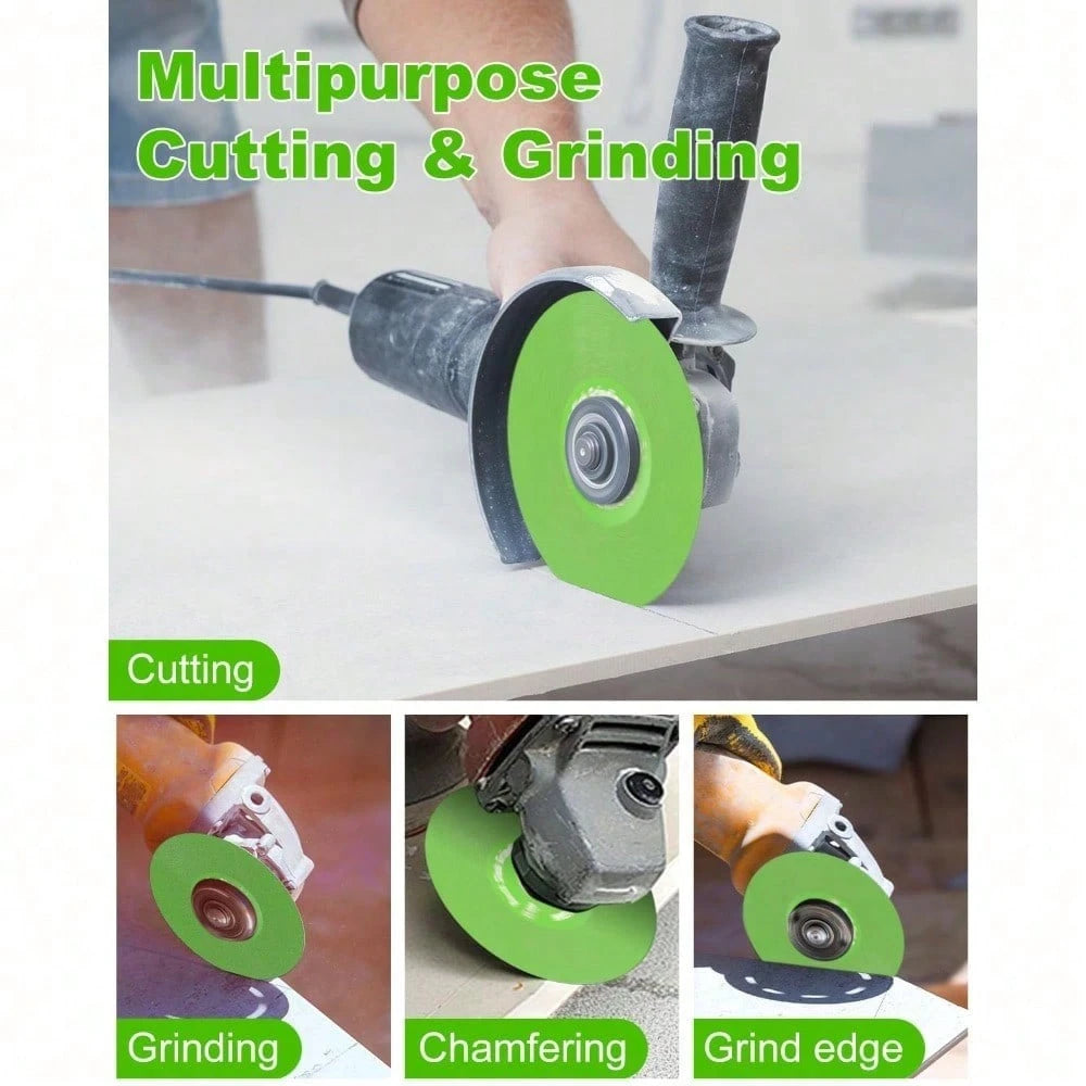 4.5" Diamond Rock Slab Grinding Disc Set, 3 Pcs Multi-Pore Flat Cutting Blades, Ultra-Wide 1.2" For Tile, Glass, Marble, Granite, Angle Grinder & Diamond Saw Blade