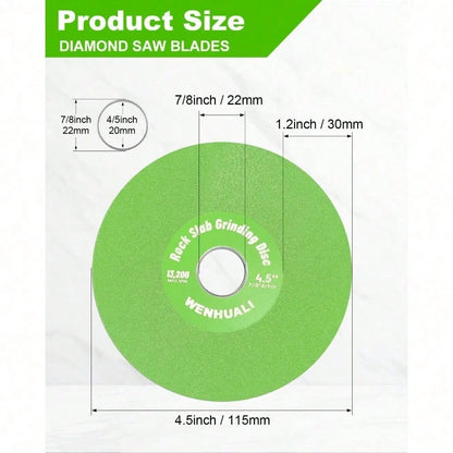 4.5" Diamond Rock Slab Grinding Disc Set, 3 Pcs Multi-Pore Flat Cutting Blades, Ultra-Wide 1.2" For Tile, Glass, Marble, Granite, Angle Grinder & Diamond Saw Blade