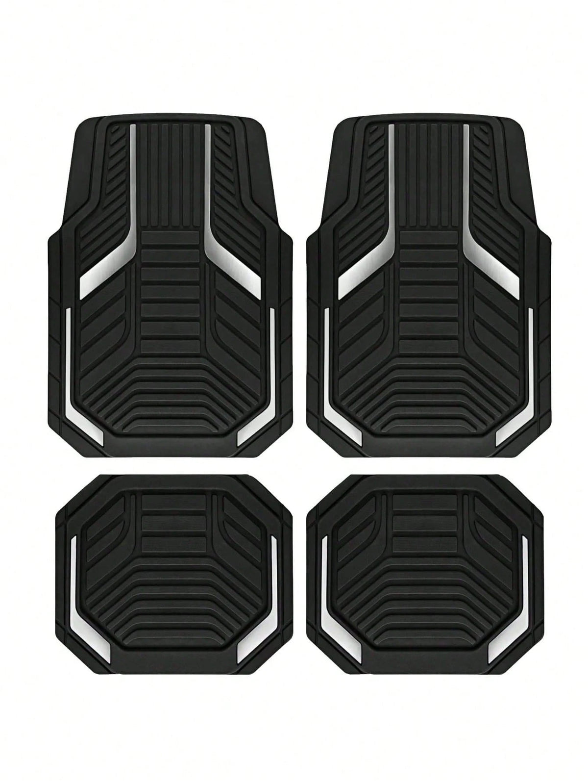 4pcs Universal All-Weather Car Floor Mats Set, Red & Black Geometric Pattern Non-Slip Floor Mats, Full Coverage Front & Rear Row Mats, Suitable For Sedan, SUV, Truck, Van, Fashionable Car Interior Acc