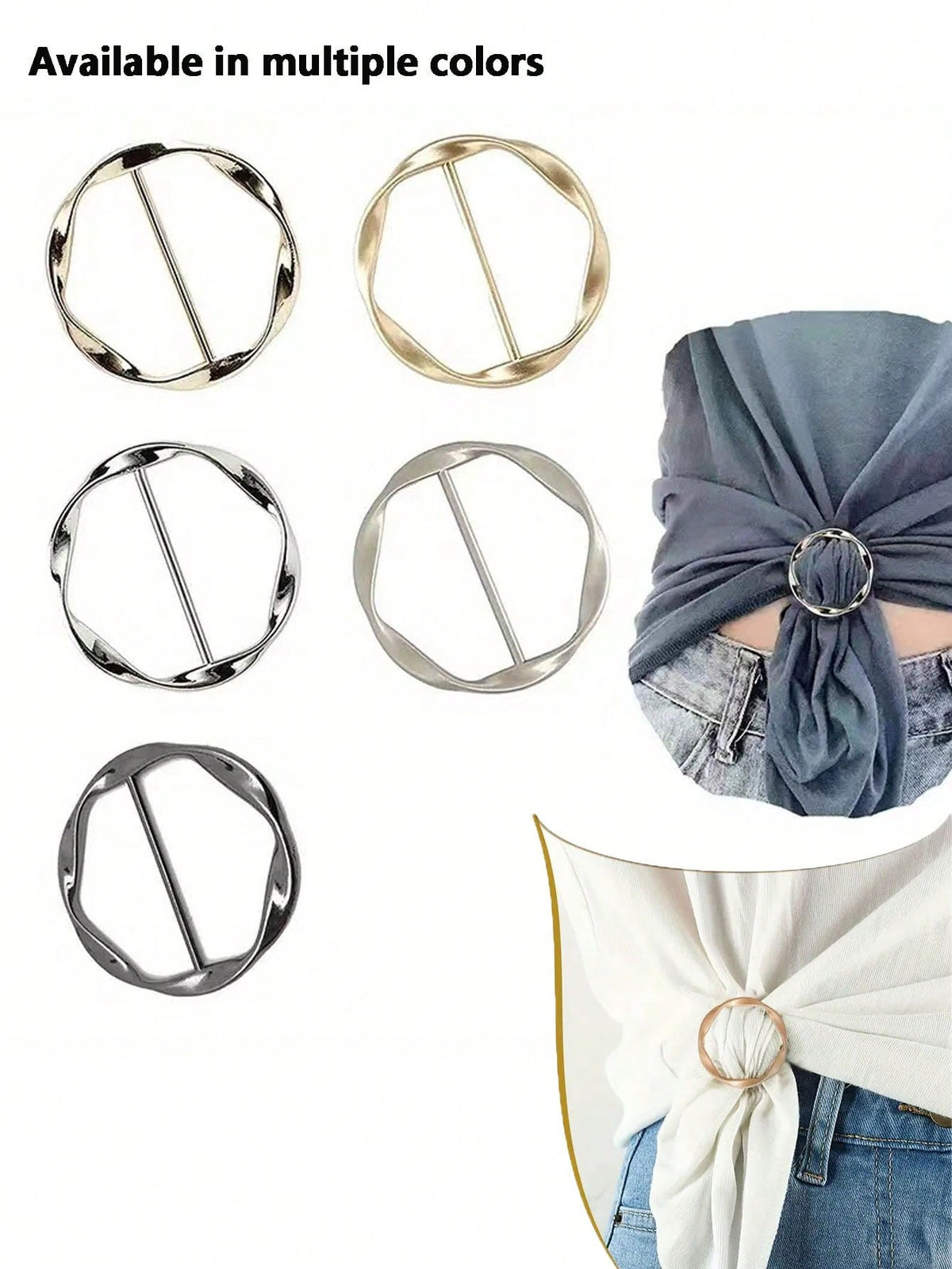5-1pc Versatile Circle Shirt Knot Buckles- Multi-Functional Clothing Accessory Buttons,Knot Buckle For Clothes, Versatile Waistband, Necktie Clip With Stylish Metal Ring- Suitable For Clothing, Belt