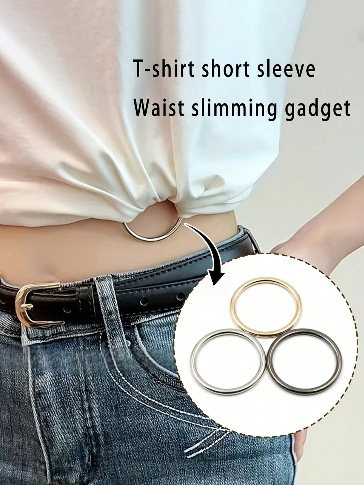 5-1pc Versatile Circle Shirt Knot Buckles- Multi-Functional Clothing Accessory Buttons,Knot Buckle For Clothes, Versatile Waistband, Necktie Clip With Stylish Metal Ring- Suitable For Clothing, Belt